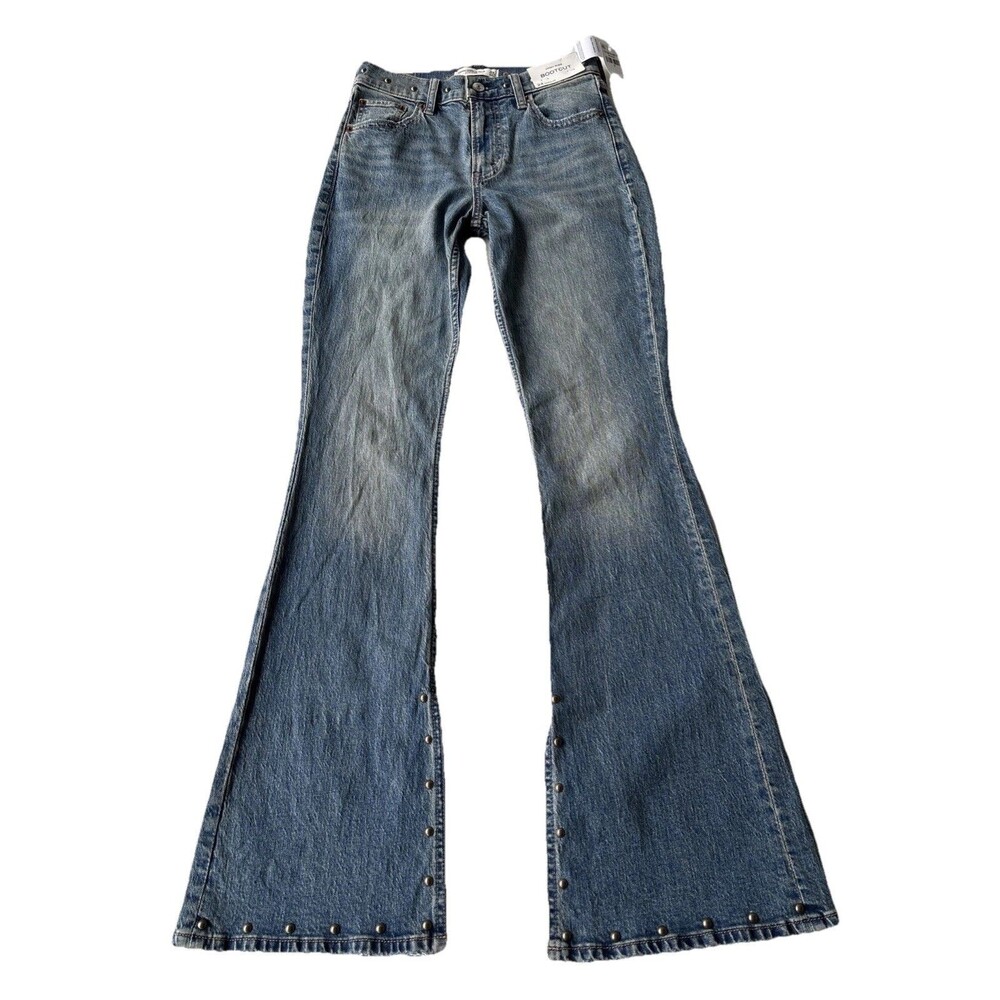 Abercrombie & Fitch 90s relaxed jeans womens 24R high rise bootcut studded slit